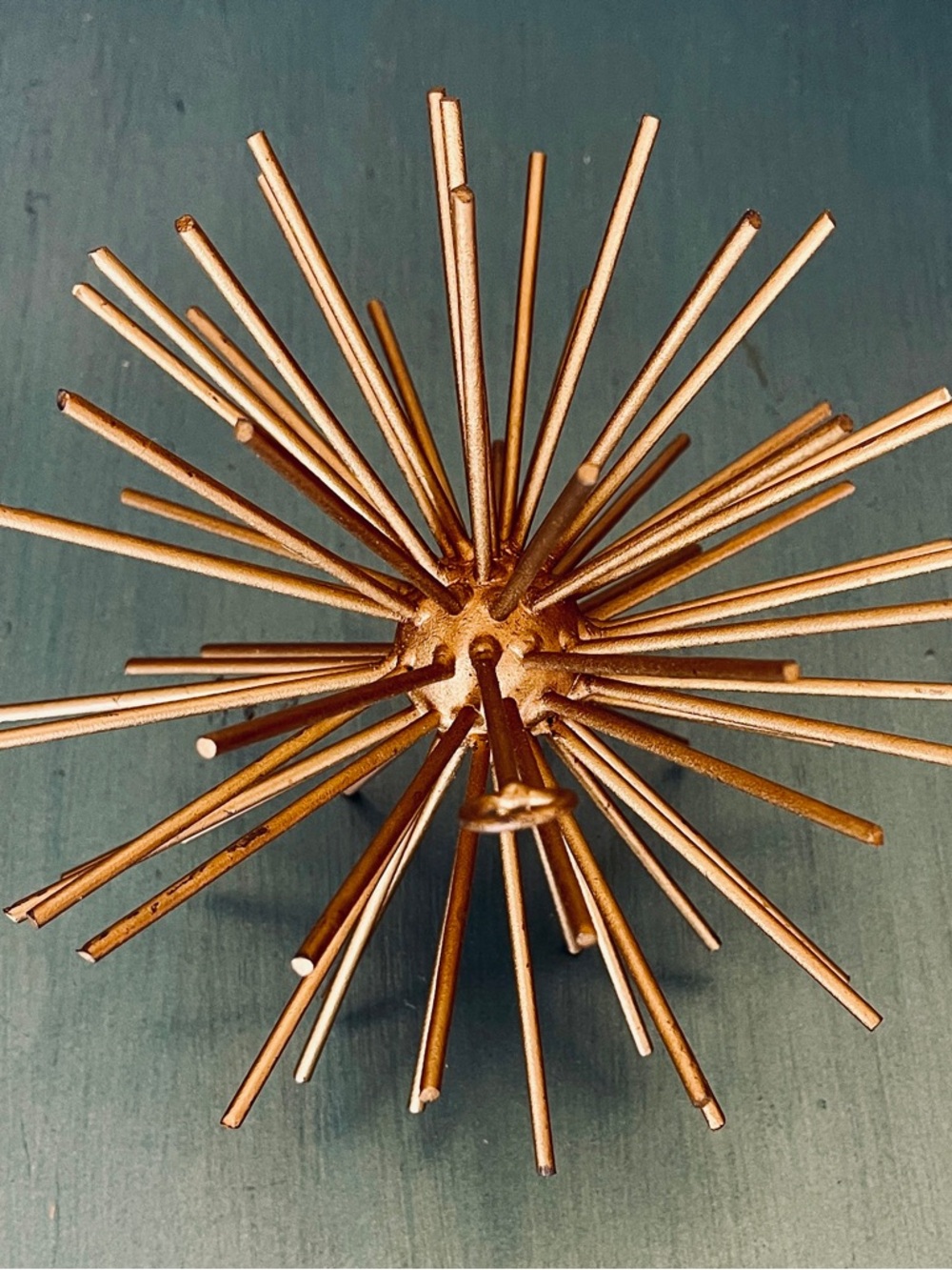 Brushed Metal Glitter Gold Starburst Sculpture Ornament